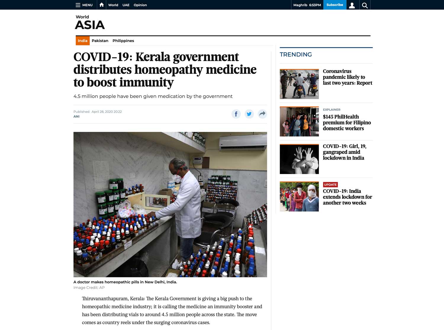 COVID-19-Kerala-government-distributes-homeopathy-medicine-to-boost-immunity-_-India-–-Gulf-News-()